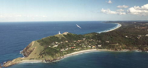 Motor glider over Byron Bay